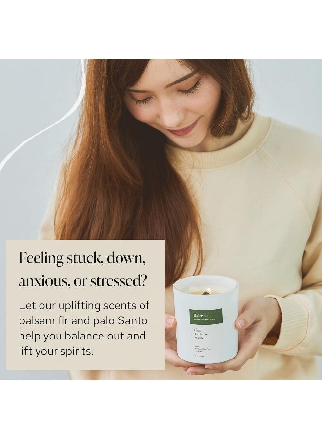 Mindful Modern & Natural Balance Candle | Balsam Fir & Palo Santo Scented | Aromatherapy for Stress Relief, Meditation, Yoga, Chakra Healing, Prayer | Elegant Home Fragrance | Soy Wax | 8oz Glass Jar - Image 3
